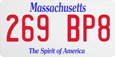 MA license plate 269BP8