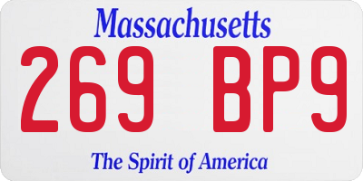MA license plate 269BP9