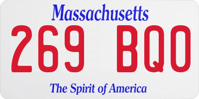 MA license plate 269BQ0