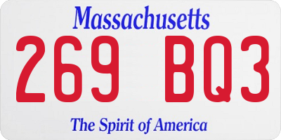 MA license plate 269BQ3