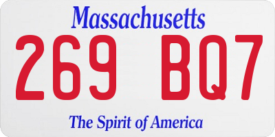 MA license plate 269BQ7