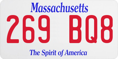 MA license plate 269BQ8