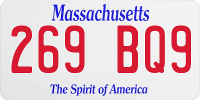 MA license plate 269BQ9