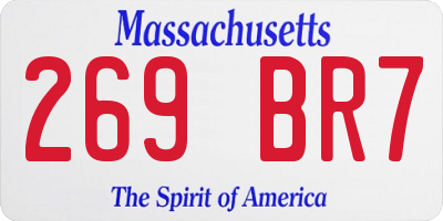 MA license plate 269BR7