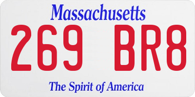 MA license plate 269BR8