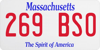 MA license plate 269BS0