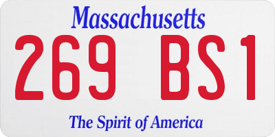 MA license plate 269BS1