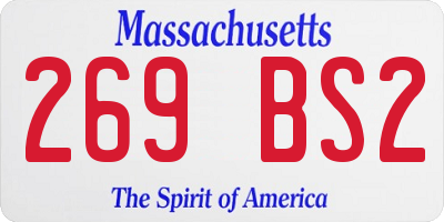 MA license plate 269BS2