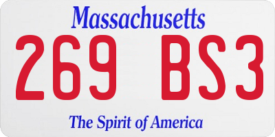 MA license plate 269BS3