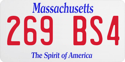 MA license plate 269BS4