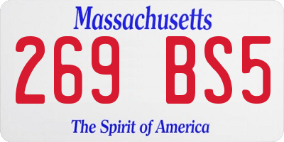 MA license plate 269BS5