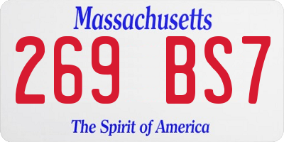 MA license plate 269BS7