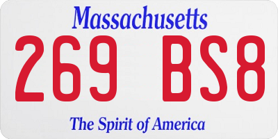 MA license plate 269BS8