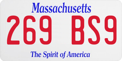 MA license plate 269BS9
