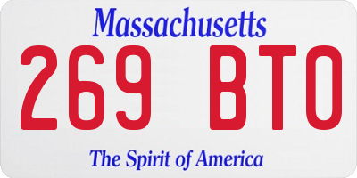MA license plate 269BT0
