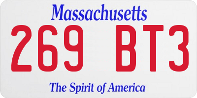 MA license plate 269BT3
