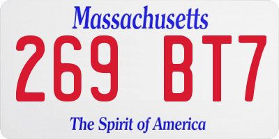 MA license plate 269BT7