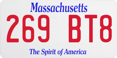 MA license plate 269BT8