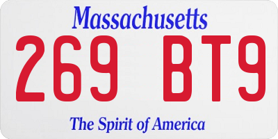 MA license plate 269BT9