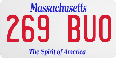 MA license plate 269BU0