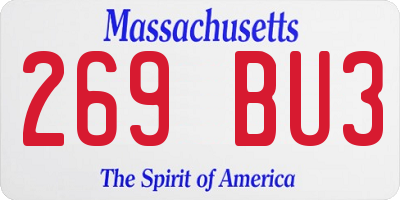 MA license plate 269BU3