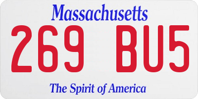 MA license plate 269BU5