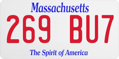 MA license plate 269BU7