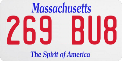 MA license plate 269BU8