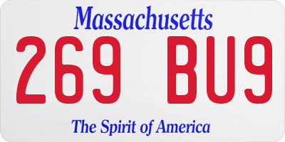 MA license plate 269BU9