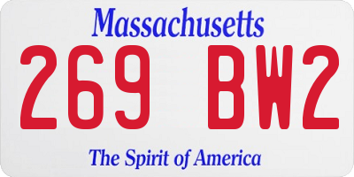 MA license plate 269BW2