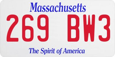 MA license plate 269BW3