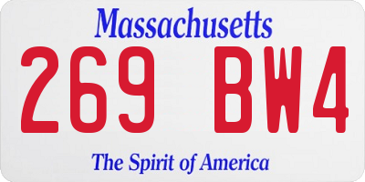 MA license plate 269BW4
