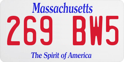 MA license plate 269BW5