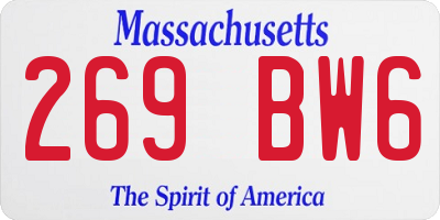 MA license plate 269BW6