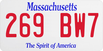 MA license plate 269BW7