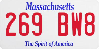 MA license plate 269BW8