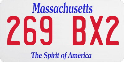 MA license plate 269BX2