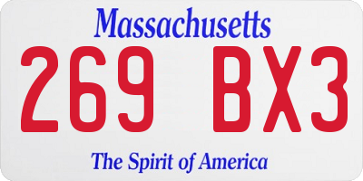 MA license plate 269BX3