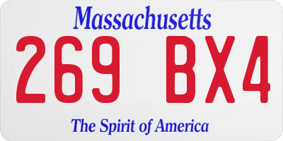 MA license plate 269BX4