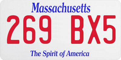 MA license plate 269BX5