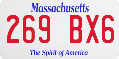 MA license plate 269BX6