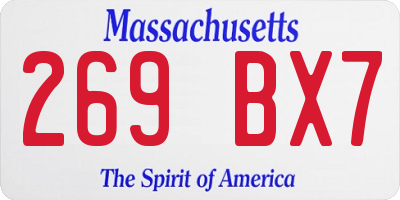 MA license plate 269BX7