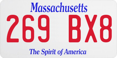 MA license plate 269BX8