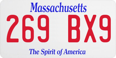 MA license plate 269BX9
