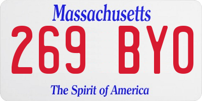 MA license plate 269BY0
