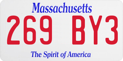 MA license plate 269BY3