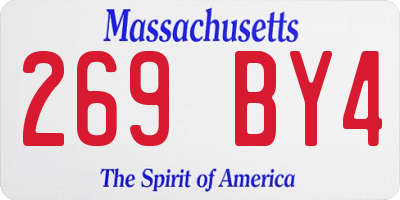 MA license plate 269BY4