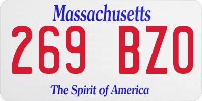 MA license plate 269BZ0
