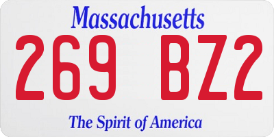 MA license plate 269BZ2