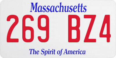 MA license plate 269BZ4